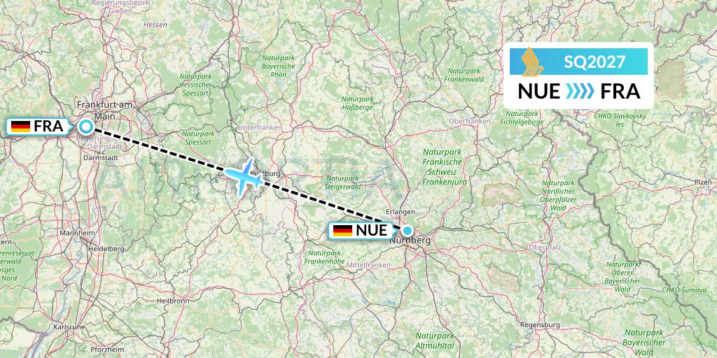 SQ2027 Singapore Airlines Flight Map: Nurnberg to Frankfurt