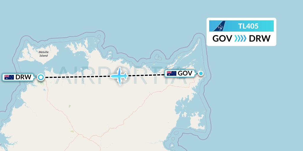 TL405 Airnorth Flight Map: Gove to Darwin