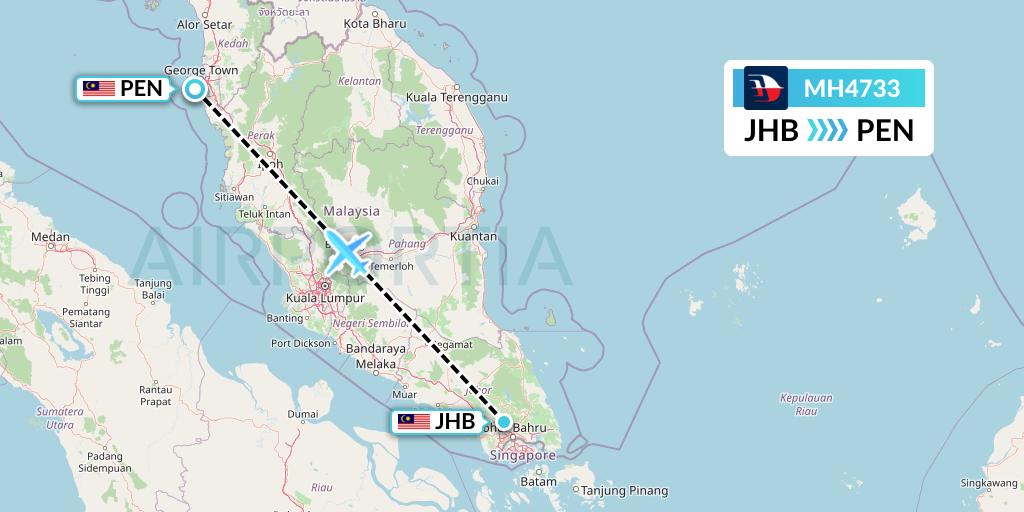 MH4733 Flight Status Malaysia Airlines Johor Bahru to Penang (MAS4733)