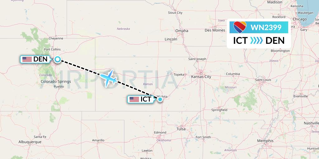 WN2399 Southwest Airlines Flight Map: Wichita to Denver
