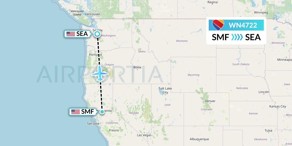 WN4722 Southwest Airlines Flight Map: Sacramento to Seattle