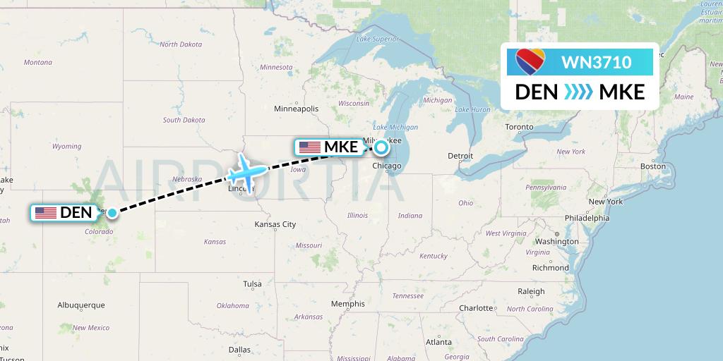WN3710 Southwest Airlines Flight Map: Denver to Milwaukee