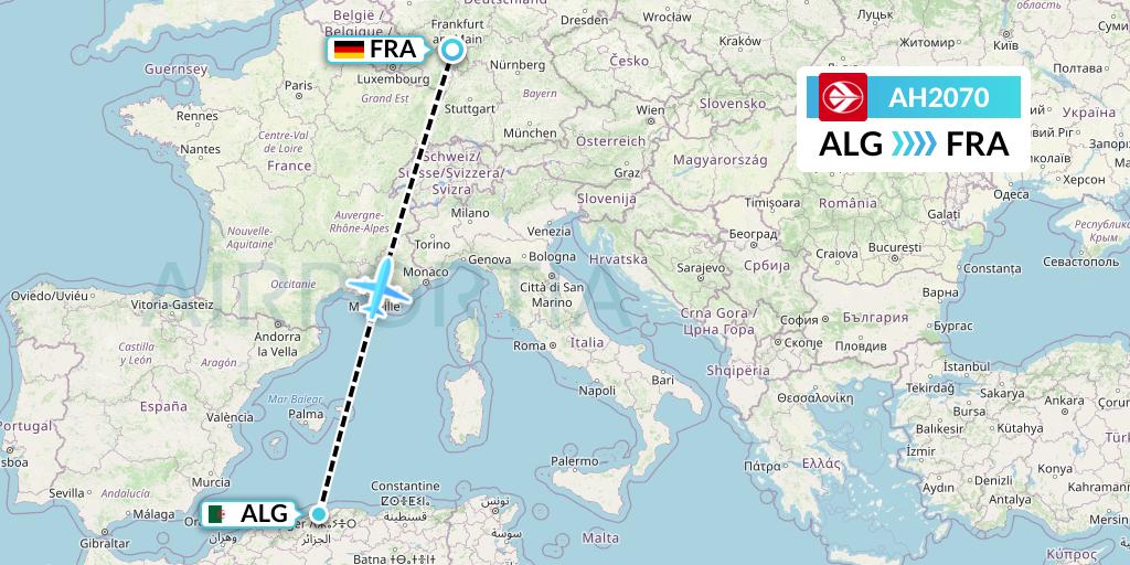 AH2070 Air Algerie Flight Map: Algiers to Frankfurt