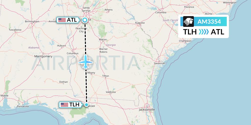 AM3354 Aeromexico Flight Map: Tallahassee to Atlanta