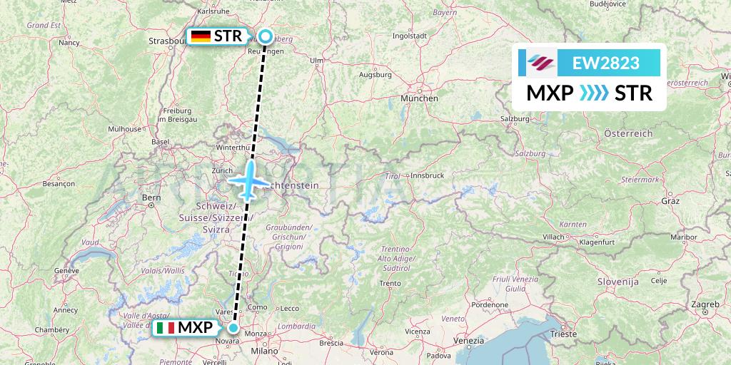 EW2823 Eurowings Flight Map: Milan to Stuttgart