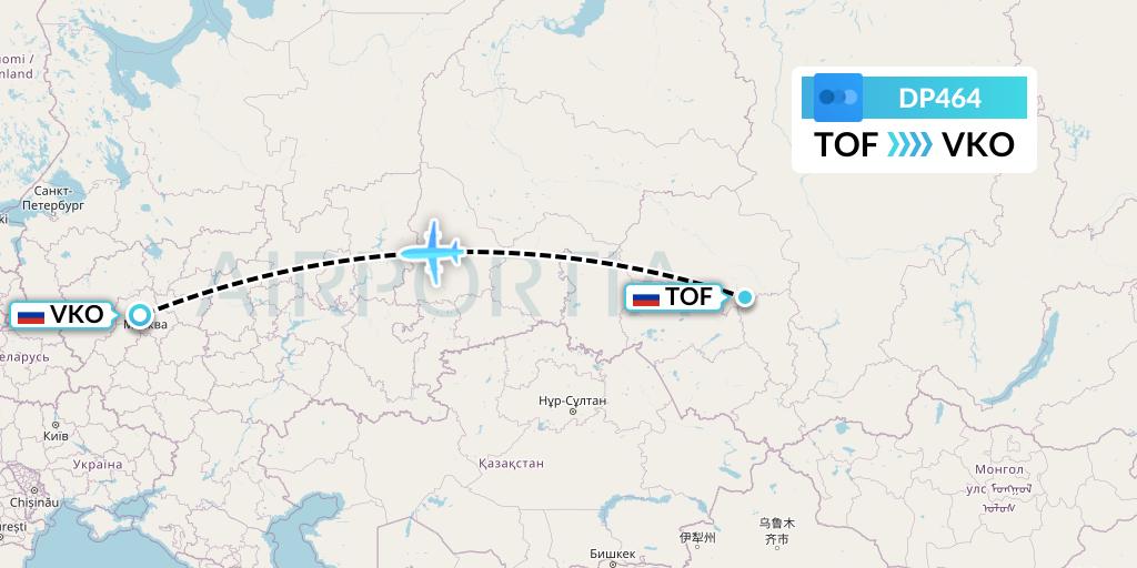 DP464 Pobeda Flight Map: Tomsk to Moscow