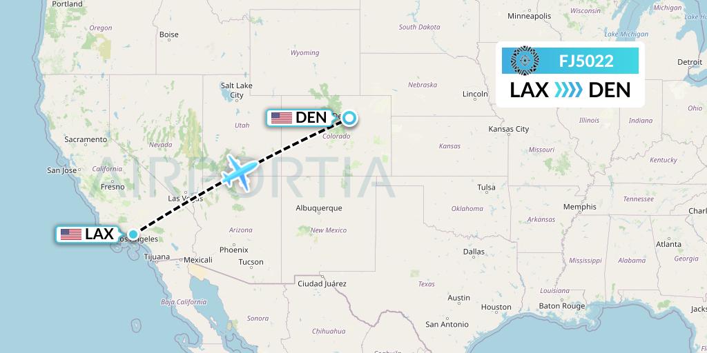FJ5022 Fiji Airways Flight Map: Los Angeles to Denver