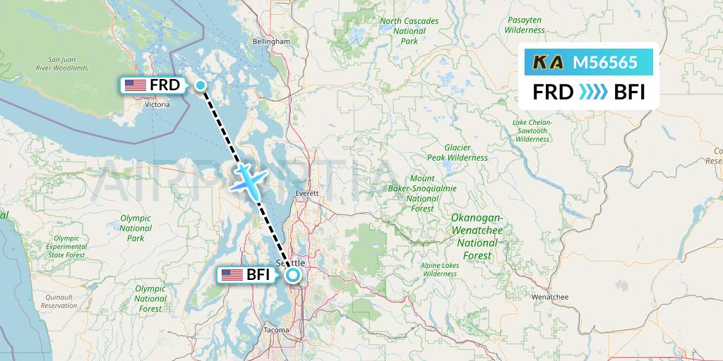M56565 Kenmore Air Flight Map: Friday Harbor to Seattle