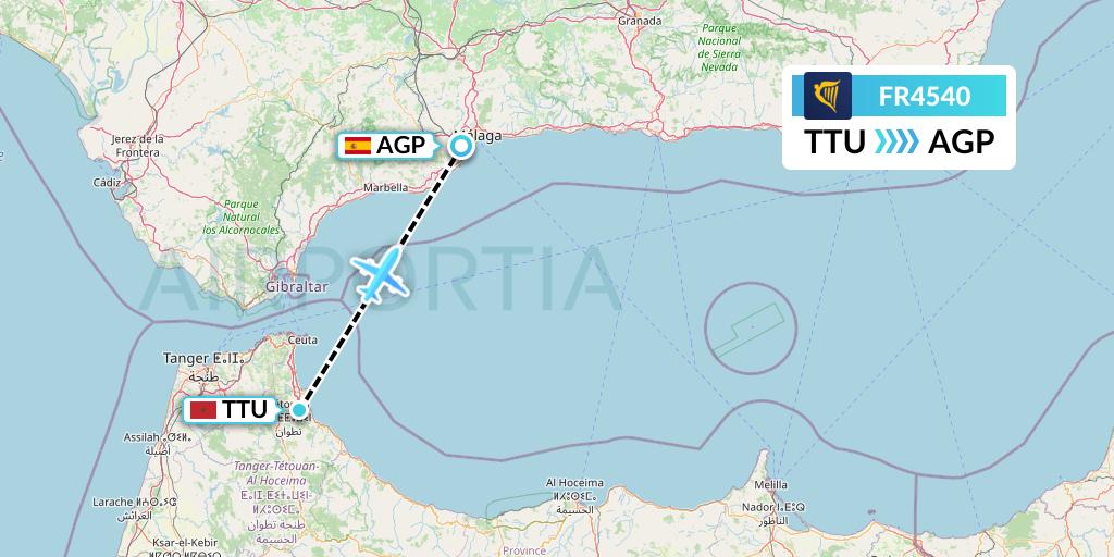 FR4540 Ryanair Flight Map: Tetuan to Malaga