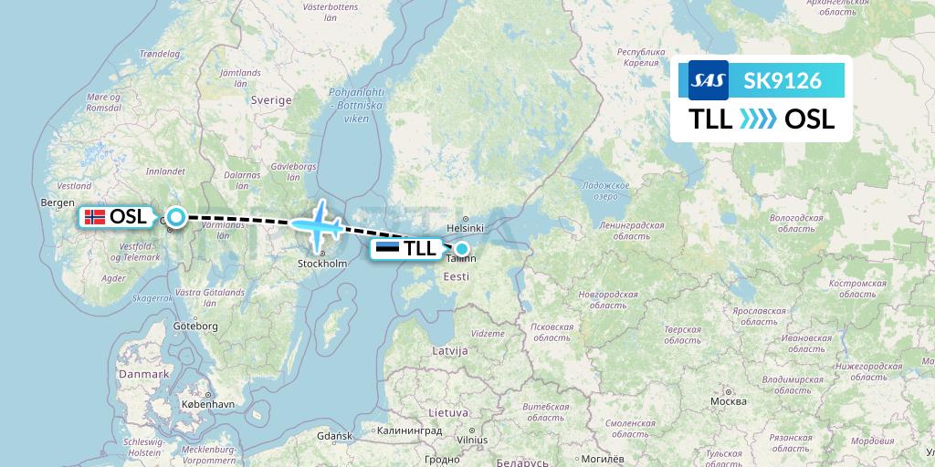 SK9126 SAS Flight Map: Tallinn to Oslo