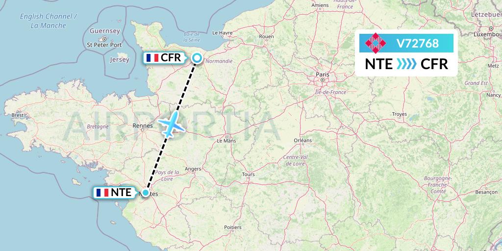 V72768 Volotea Flight Map: Nantes to Caen