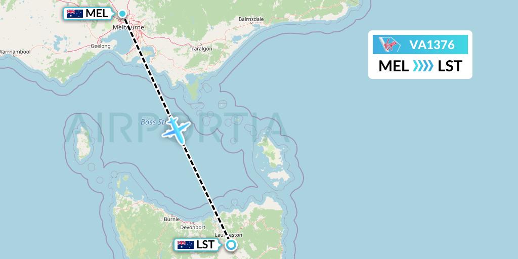 VA1376 Virgin Australia Flight Map: Melbourne to Launceston