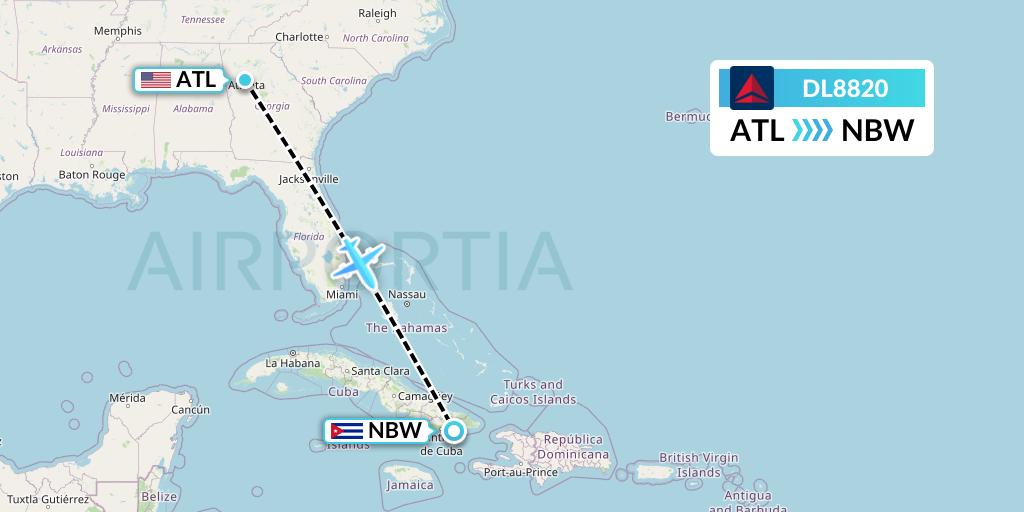 DL8820 Delta Air Lines Flight Map: Atlanta to Guantanamo Bay Naval Station