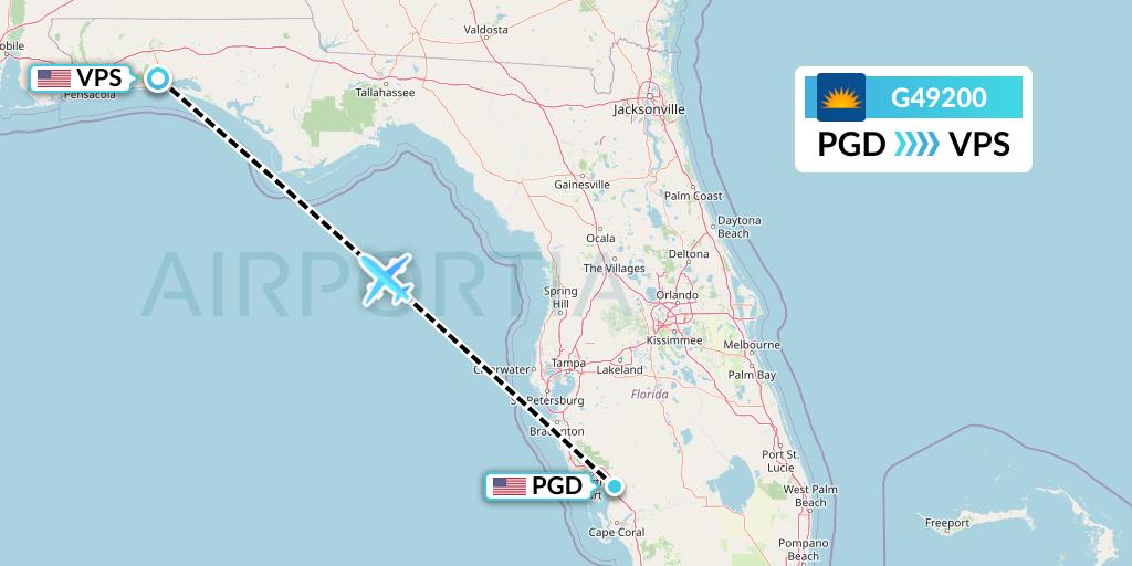 G49200 Allegiant Air Flight Map: Punta Gorda to Valparaiso