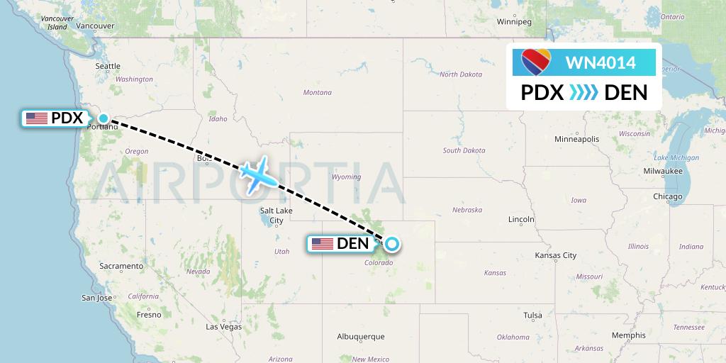 WN4014 Southwest Airlines Flight Map: Portland to Denver