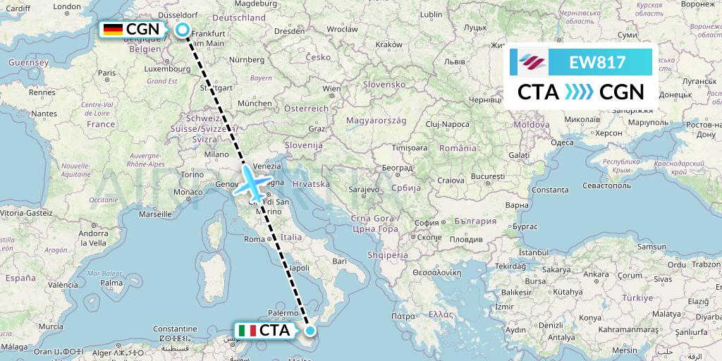 EW817 Eurowings Flight Map: Catania to Cologne