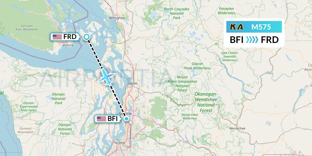 M575 Kenmore Air Flight Map: Seattle to Friday Harbor