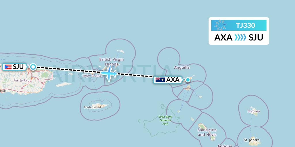 TJ330 Tradewind Aviation Flight Map: The Valley to San Juan