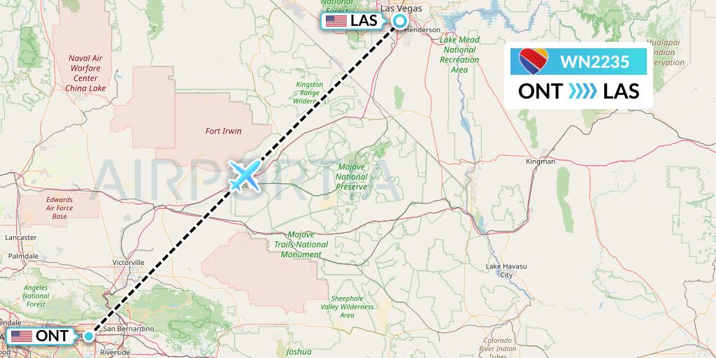 WN2235 Southwest Airlines Flight Map: Ontario to Las Vegas