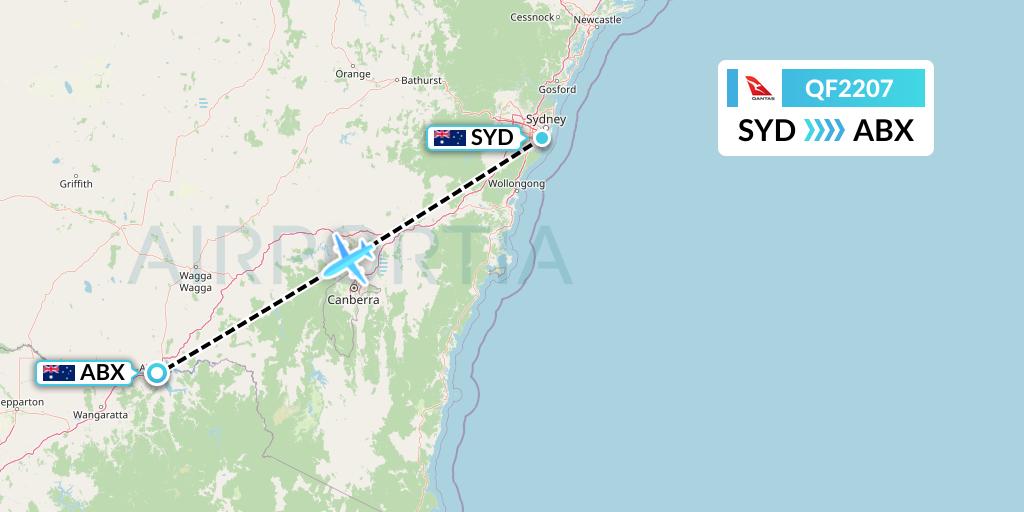 QF2207 Qantas Flight Map: Sydney to Albury