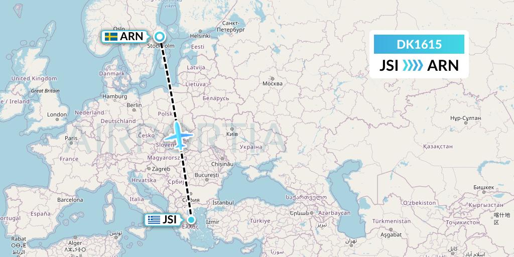 DK1615 Thomas Cook Airlines Scandinavia Flight Map: Skiathos to Stockholm