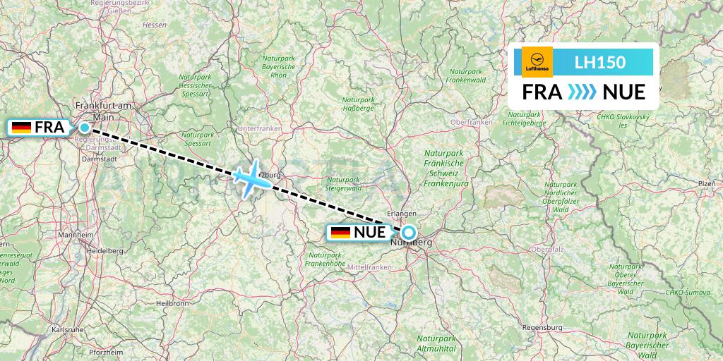 LH150 Lufthansa Flight Map: Frankfurt to Nurnberg