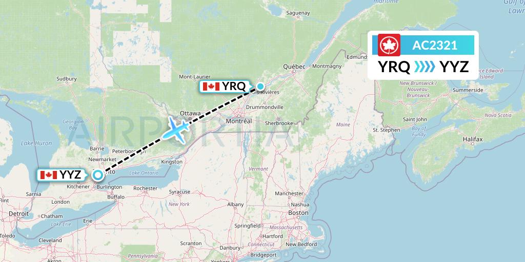 AC2321 Air Canada Flight Map: Trois-Rivieres to Toronto