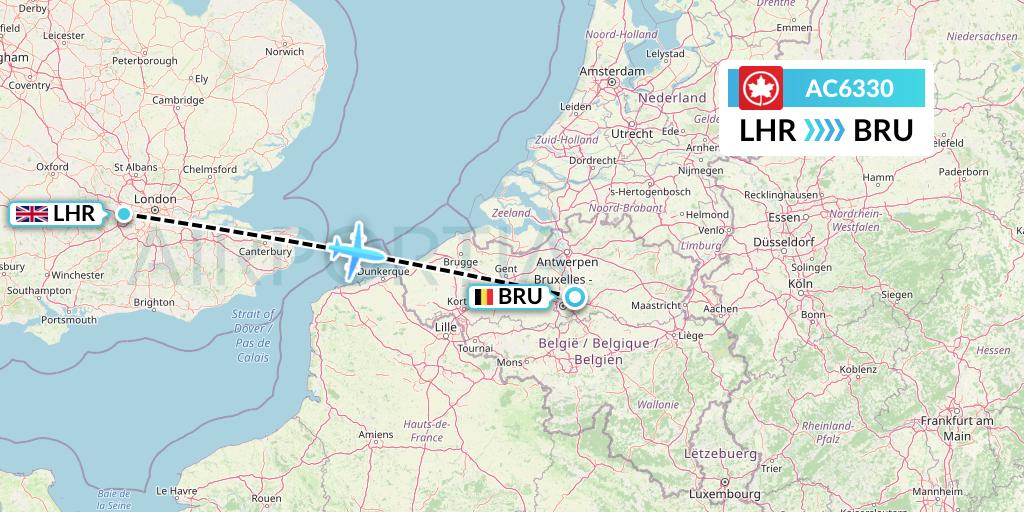 AC6330 Air Canada Flight Map: London to Brussels