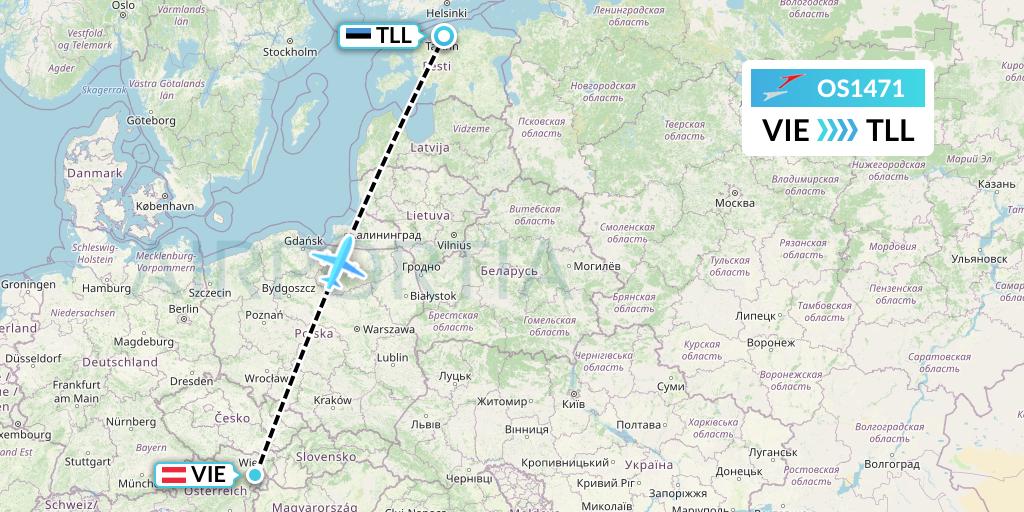 OS1471 Austrian Airlines Flight Map: Vienna to Tallinn