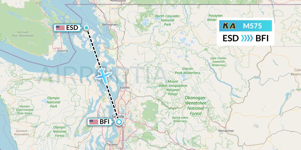 M575 Kenmore Air Flight Map: Eastsound to Seattle