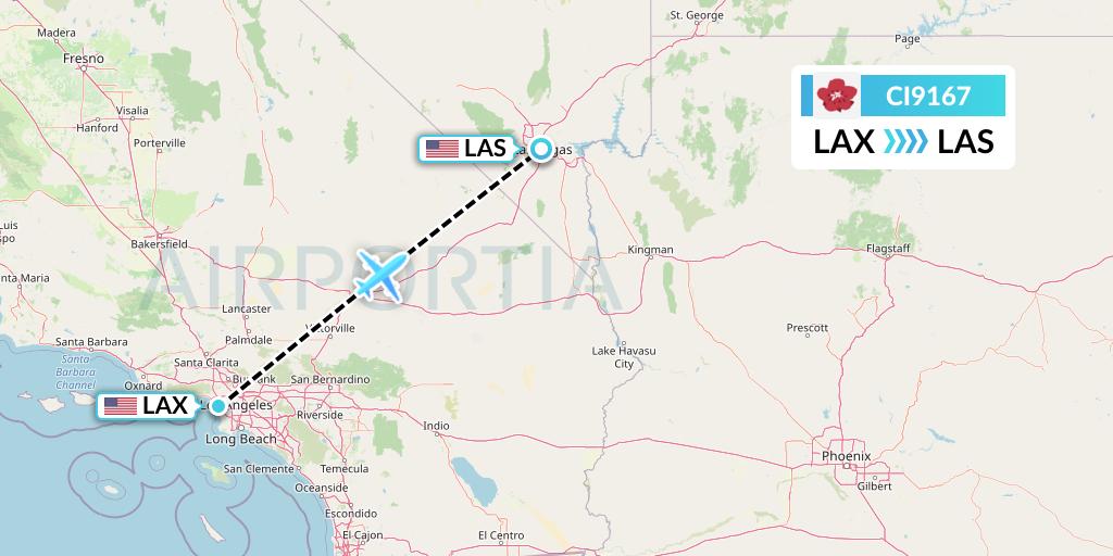 CI9167 China Airlines Flight Map: Los Angeles to Las Vegas