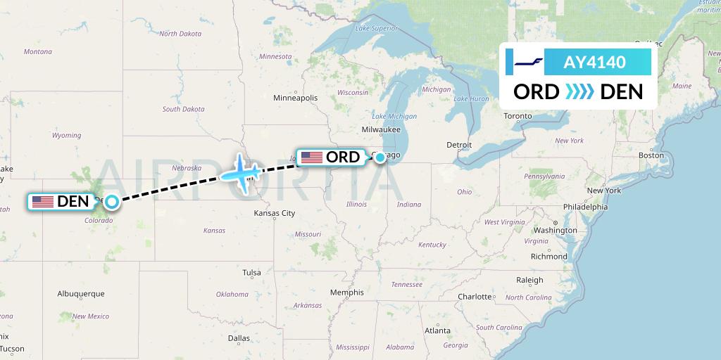 AY4140 Finnair Flight Map: Chicago to Denver