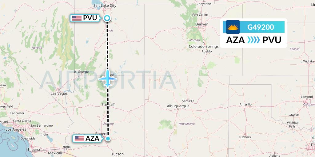G49200 Allegiant Air Flight Map: Phoenix to Provo