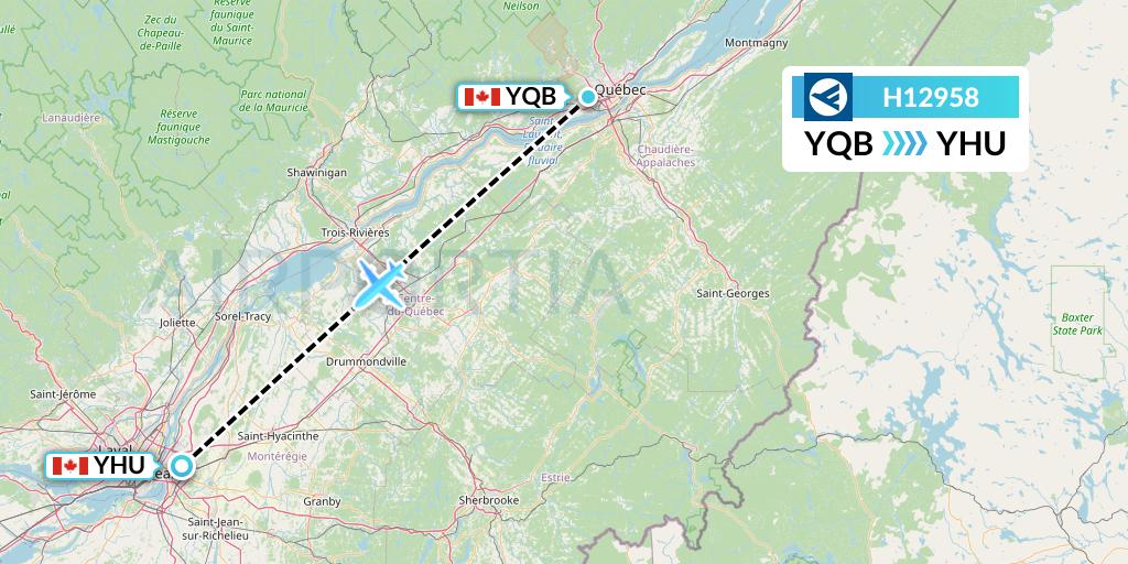 H12958 Hahn Air Systems Flight Map: Quebec to Montreal