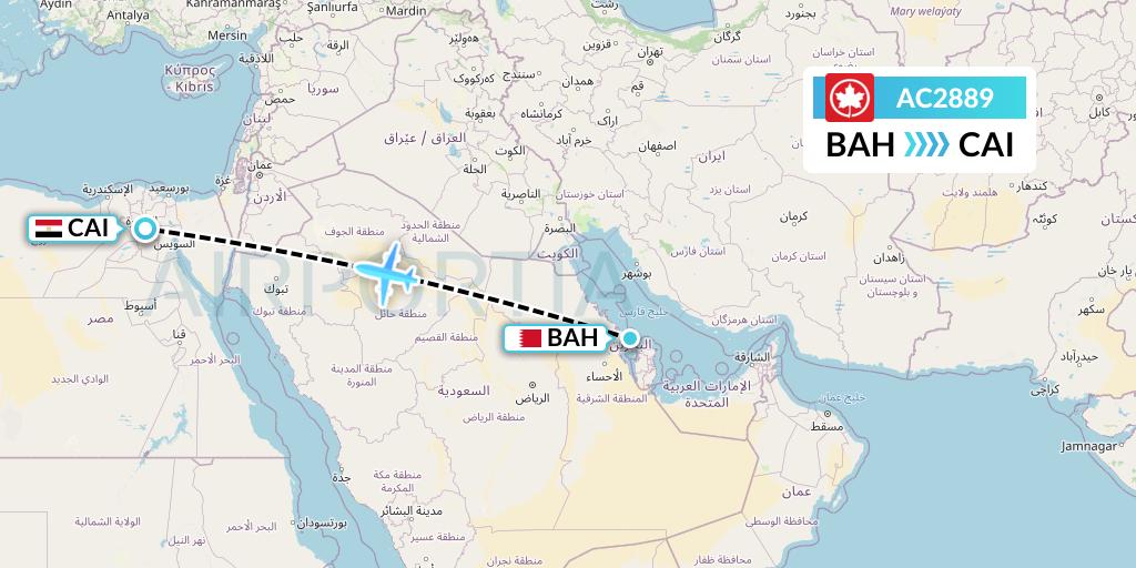 AC2889 Air Canada Flight Map: Bahrain to Cairo