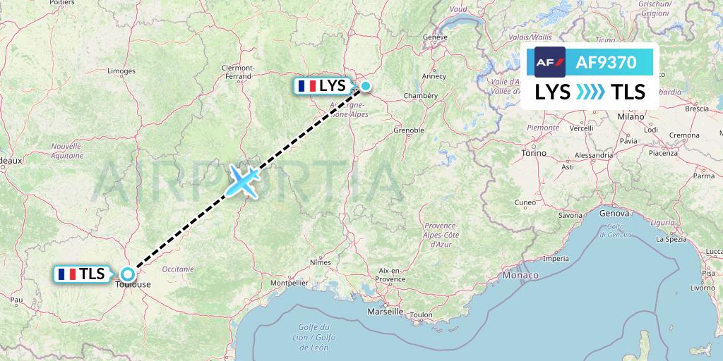 AF9370 Air France Flight Map: Lyon to Toulouse