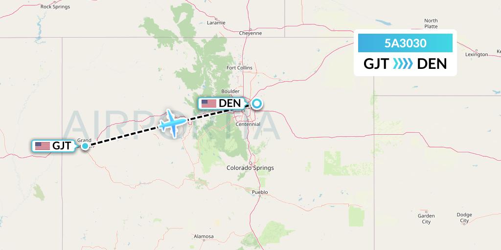 5A3030 Alpine Air Express Flight Map: Grand Junction to Denver