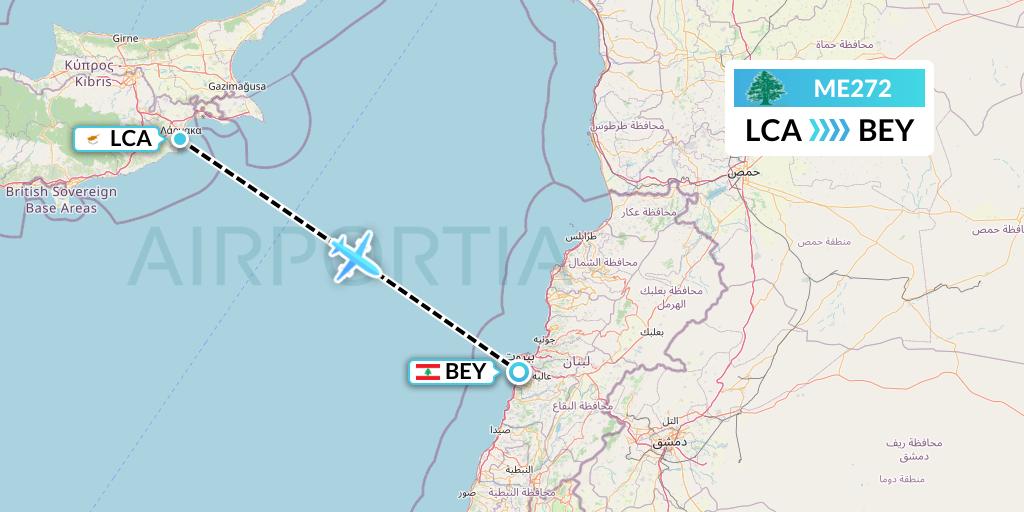 ME272 MEA Flight Map: Larnaca to Beirut