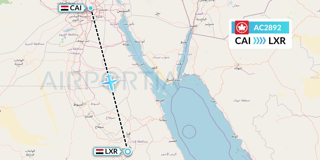 AC2892 Air Canada Flight Map: Cairo to Luxor