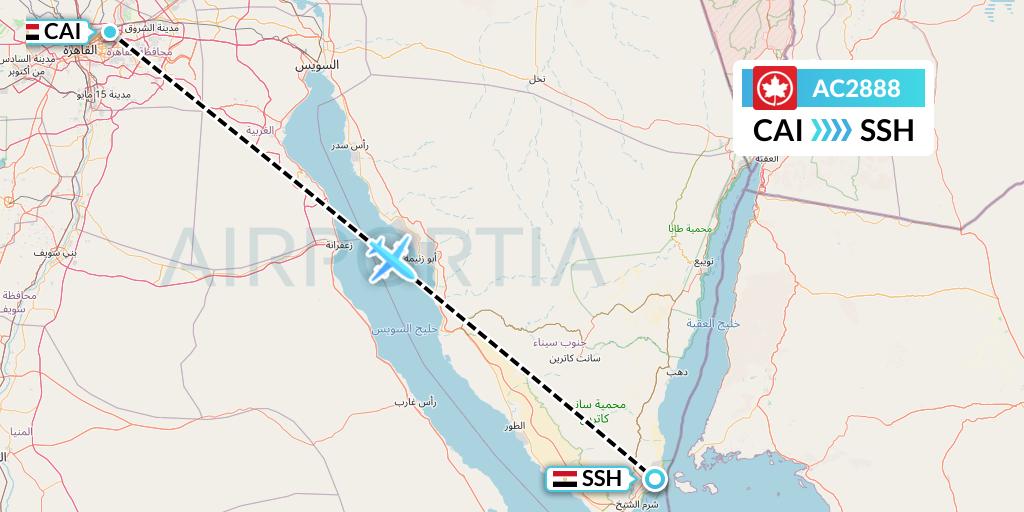 AC2888 Air Canada Flight Map: Cairo to Sharm el-Sheikh