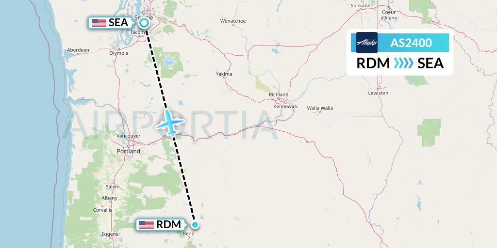 AS2400 Alaska Airlines Flight Map: Redmond to Seattle