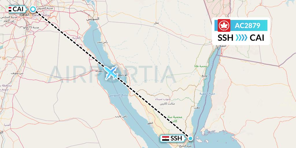 AC2879 Air Canada Flight Map: Sharm el-Sheikh to Cairo