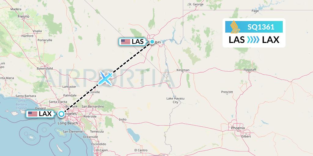 SQ1361 Singapore Airlines Flight Map: Las Vegas to Los Angeles