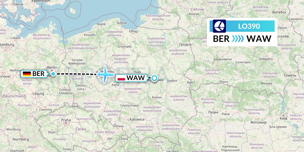 LO390 Flight Status LOT Berlin to Warsaw (LOT390)