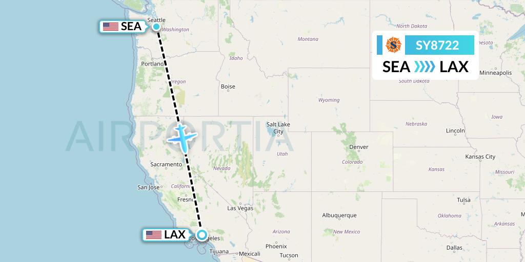 SY8722 Sun Country Airlines Flight Map: Seattle to Los Angeles