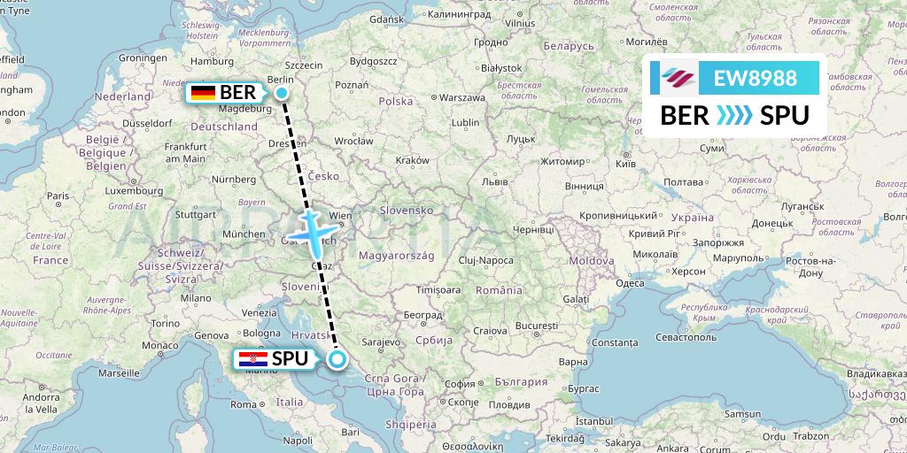 EW8988 Eurowings Flight Map: Berlin to Split