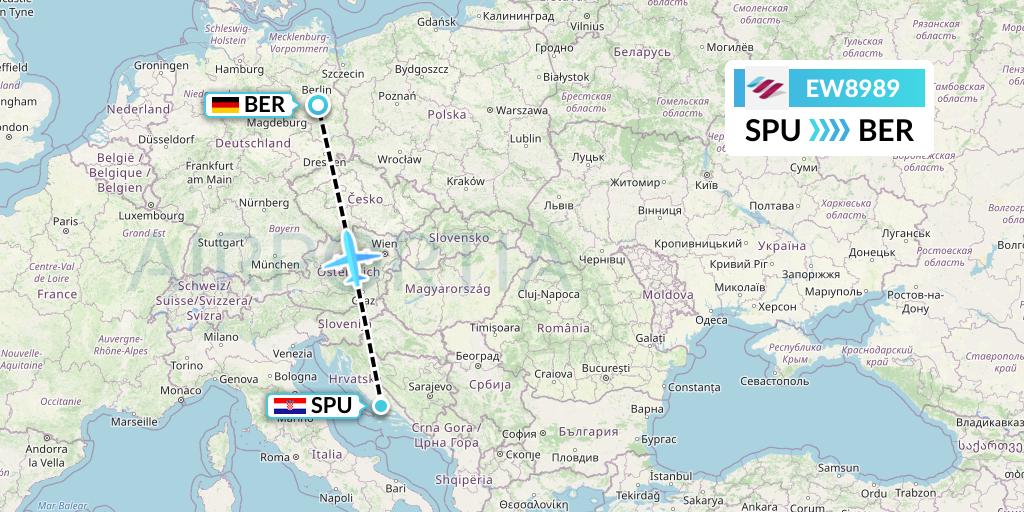 EW8989 Eurowings Flight Map: Split to Berlin