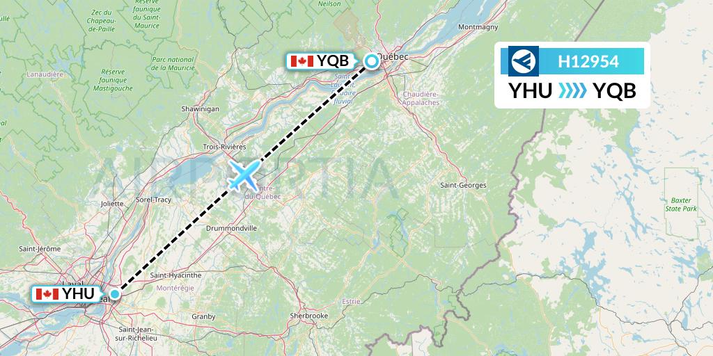 H12954 Hahn Air Systems Flight Map: Montreal to Quebec