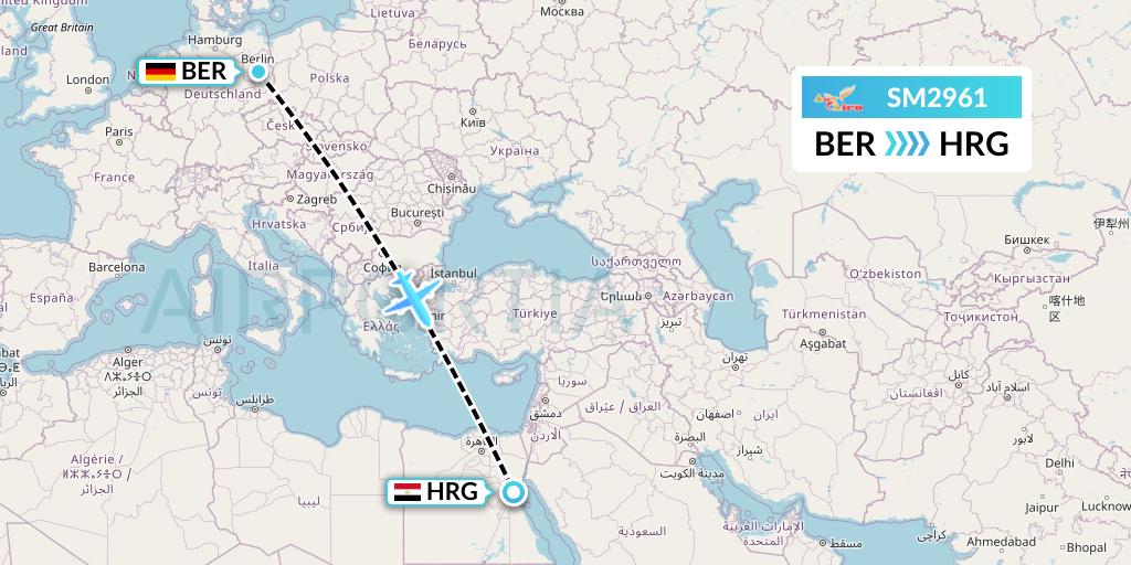 SM2961 Air Cairo Flight Map: Berlin to Hurghada
