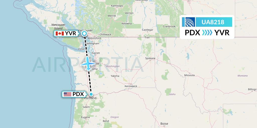 UA8218 United Airlines Flight Map: Portland to Vancouver